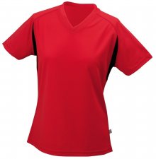Dámské sportovní tričko s krátkým rukávem JN316 - Červená / černá | L