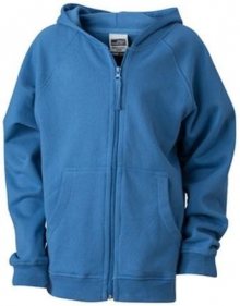 Dětská mikina na zip s kapucí JN059k - Modrá | S