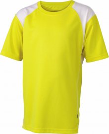Dětské sportovní tričko s krátkým rukávem JN397k - Žlutá / bílá | L