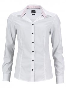 Dámská bílá košile JN647 - Bílá / bílá / červená | XS