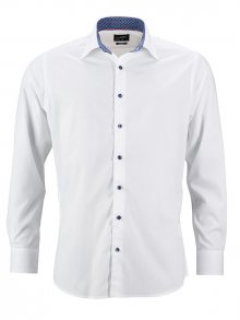 Pánská bílá košile JN648 - Bílá / modrá / bílá | S