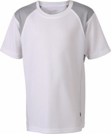 Dětské sportovní tričko s krátkým rukávem JN397k - Bílá / stříbrná | L