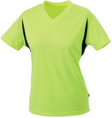 Dámské sportovní tričko s krátkým rukávem JN316 - Fluorescenční žlutá / černá | L
