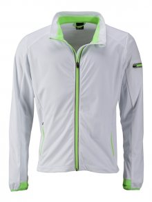 Pánská sportovní softshellová bunda JN1126 - Bílá / jasně zelená | S