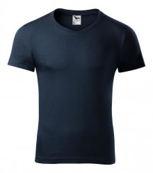 Pánské tričko Slim Fit V-neck - Námořní modrá | S