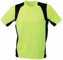 Pánské sportovní tričko s krátkým rukávem JN306 - Fluorescenční žlutá / černá | L