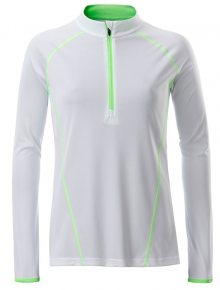Dámské funkční tričko s dlouhým rukávem JN497 - Bílá / jasně zelená | XS