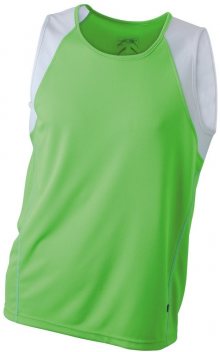 Pánské běžecké tričko bez rukávů JN395 - Limetkově zelená / bílá | L