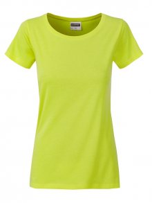 Klasické dámské tričko z biobavlny 8007 - Žlutozelená | M