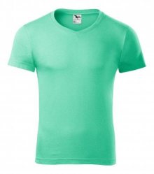 Pánské tričko Slim Fit V-neck - Mátová | S