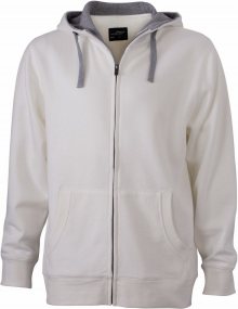 Pánská mikina na zip s kapucí JN963 - Šedo-bílá / šedá | L