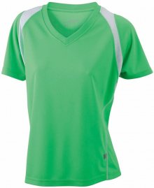 Dámské běžecké tričko s krátkým rukávem JN396 - Limetkově zelená / bílá | L