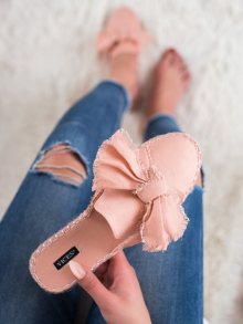 Designové dámské  nazouváky růžové bez podpatku