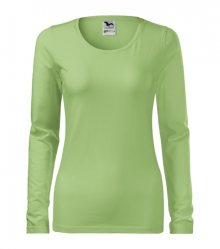 Dámské tričko s dlouhým rukávem Slim - Trávově zelená | S