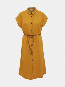 Hořčicové lněné košilové šaty Jacqueline de Yong Kalifa