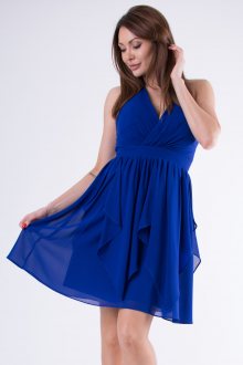Dámské společenské a plesové šaty EVA & LOLA středně dlouhé modré - S
