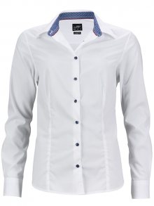 Dámská bílá košile JN647 - Bílá / modrá / bílá | L