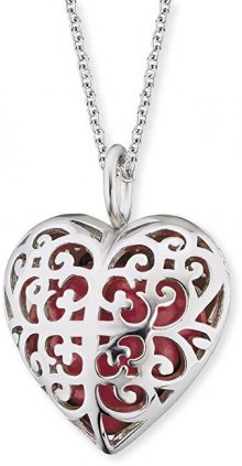 Engelsrufer Stříbrný náhrdelník Andělský zvonek červené srdce ERN-05-HEART-S
