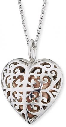 Engelsrufer Stříbrný náhrdelník Andělský zvonek růžové srdce ERN-16-HEART-S