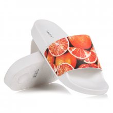 Stylové bílo-oranžové nazouváky s pěkným potiskem