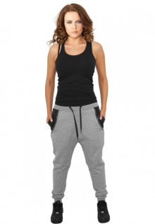 Urban Classics Ladies Side Zip Leather Pocket Sweatpant grey - XS