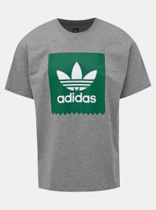 Šedé pánské žíhané tričko s potiskem adidas Originals