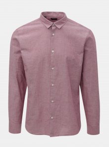 Růžová žíhaná slim fit košile s příměsí lnu Selected Homme Linen