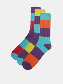 Sada tří pruhovaných ponožek v modro-fialové barvě Oddsocks Rocky