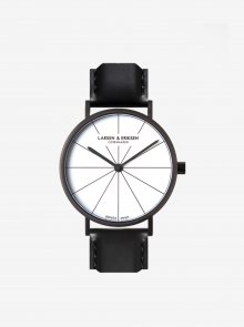 Hodinky s černým koženým páskem LARSEN & ERIKSEN 
