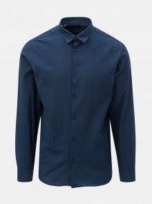 Tmavě modrá slim fit košile s příměsí lnu Selected Homme Linen