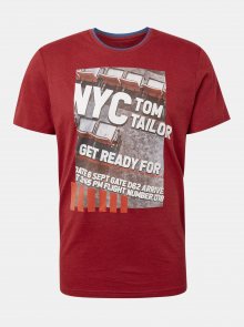 Červené pánské žíhané tričko s potiskem Tom Tailor