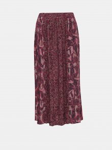 Vínová vzorovaná plisovaná midi sukně ONLY Lamelia