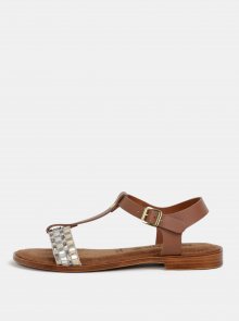Hnědo-krémové kožené sandály Tamaris 