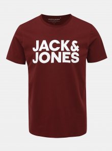 Vínové slim fit tričko s potiskem Jack & Jones Corp