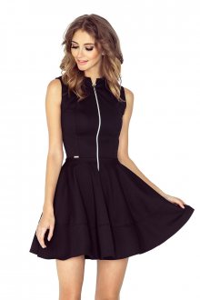Dámské šaty s kolovou sukní a s předním zipem černé - XL