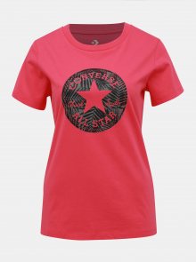 Tmavě růžové dámské tričko s potiskem Converse