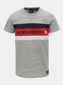 Šedé pánské žíhané tričko s potiskem Superdry Trophy