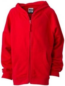 Dětská mikina na zip s kapucí JN059k - Červená | S