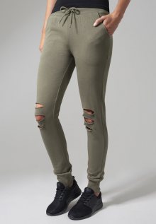 Urban Classics Ladies Cutted Terry Pants olive - S