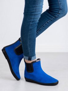 Komfortní dámské  gumáky modré bez podpatku