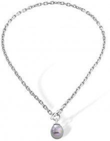 Majorica Ocelový náhrdelník s tmavou barokní perlou 15288.03.6.000.010.1