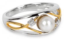 Silver Cat Stříbrný prsten s perlou a krystaly SC151 54 mm