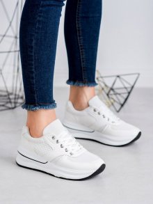 Designové  tenisky dámské bílé bez podpatku