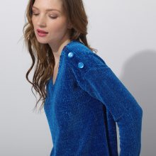Blancheporte Žinylkový pulovr s výstřihem do \"V\" tmavě modrá 34/36