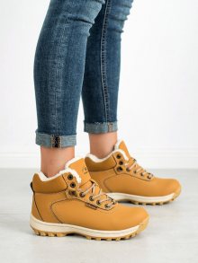 Výborné zlaté  trekingové boty dámské bez podpatku