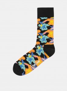 Oranžovo-černé květované ponožky Happy Socks Hummingbird