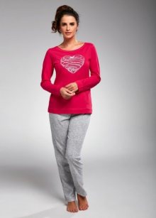 Cornette 655/167 Heart Dámské pyžamo XL růžová