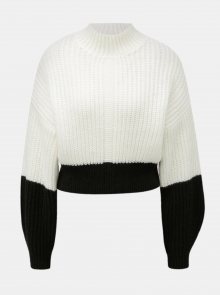 Černo-bílý krátký volný svetr se stojáčkem Miss Selfridge