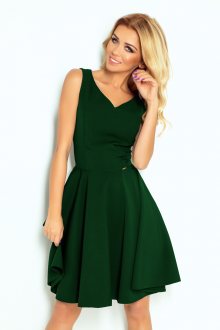 Společenské šaty luxusní s kolovou sukní středně dlouhé zelené - S