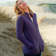 Blancheporte Svetr na zip, 30% vlny fialově šedá 34/36